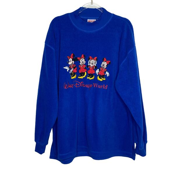 Vintage Disney Mickey Inc Womens Size Medium Blue Minnie Mouse Fleece Top - Picture 1 of 11